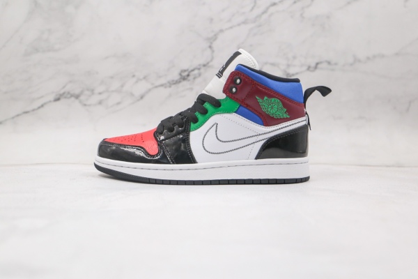 乔丹Air Jordan 1 Mid Multicolor中帮AJ1彩色拼接篮球鞋正确后跟定型 货号：DB5454-001