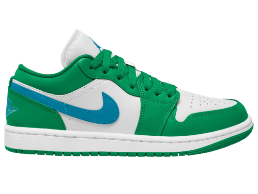 Air Jordan 1白色、绿色和蓝色低表面