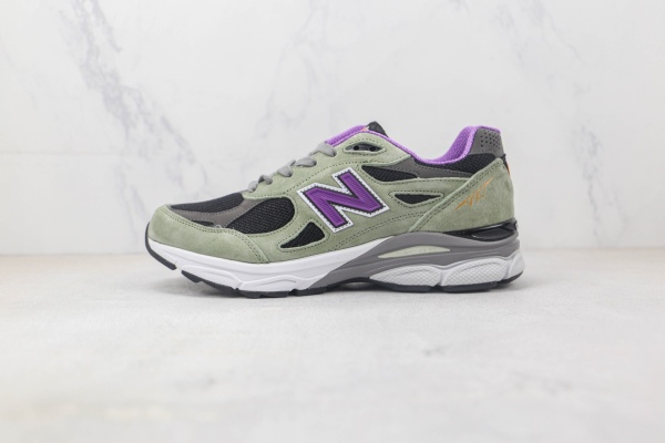 新百伦New Balance 990NB990白绿紫色复古老爹鞋 新百伦NB990V3复古慢跑鞋 货号：M990TC3