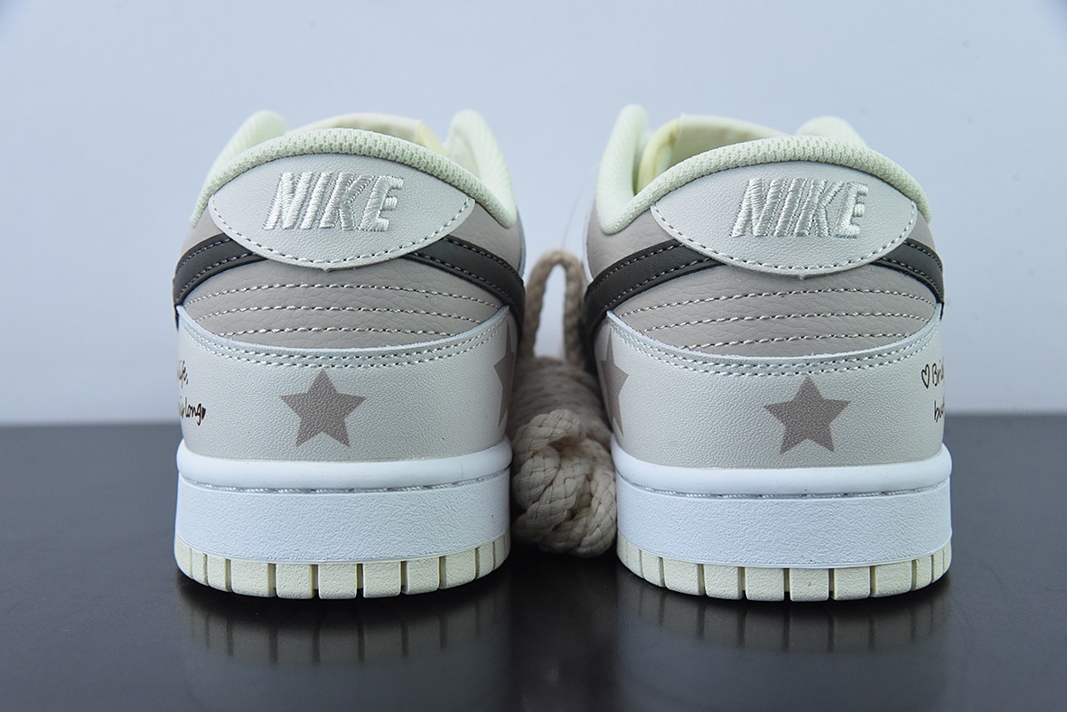 耐克Nike Dunk Low “Coconut Mik”520米白五角星定制配色低帮休闲滑板鞋 货号：DD8052-116
