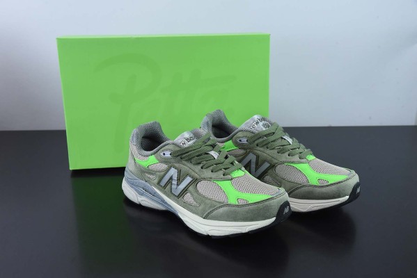 新百伦New Balance NB990系列浅橄榄绿高端美产复古休闲跑步鞋 货号： M990PP3