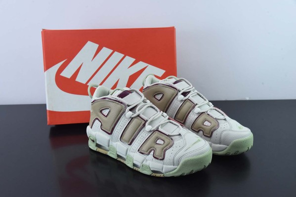 耐克Nike Air More Uptempo 大AIR皮蓬白棕绿复古篮球鞋 货号：DX8955-001