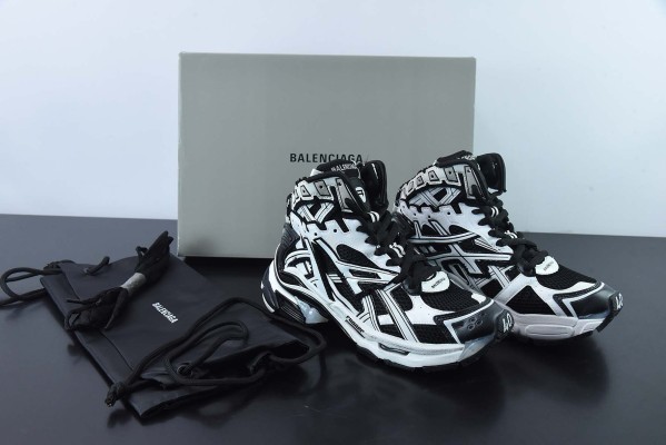 巴黎世家Balenciaga Runner Hightop 巴黎世家7.0黑白银高帮 22ss最新配色潮流复古老爹鞋 货号：W3RH29010