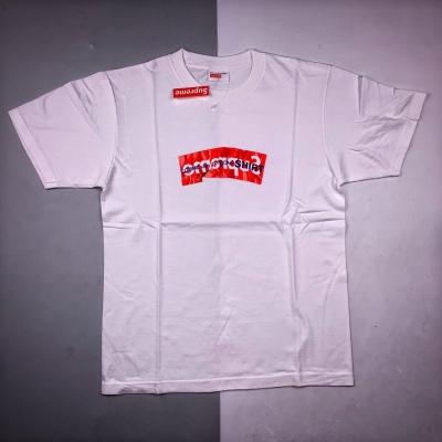 Supreme X CDG 17ss Boxlogo Tee褶皱短袖T恤特殊定制进口原材料，区分市面所有版本