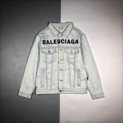 Balenciaga/巴黎世家20Fw胸前刺绣字母牛仔长袖外套