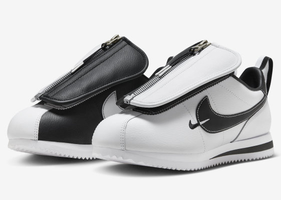 Nike Cortez“阴阳”搭配可拆卸拉链鞋舌裹尸布
